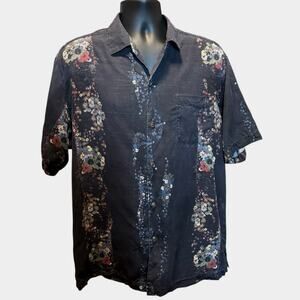 Tommy Bahama Men’s Size L 100% Silk Camp Shirt Button Up Original Fit Floral